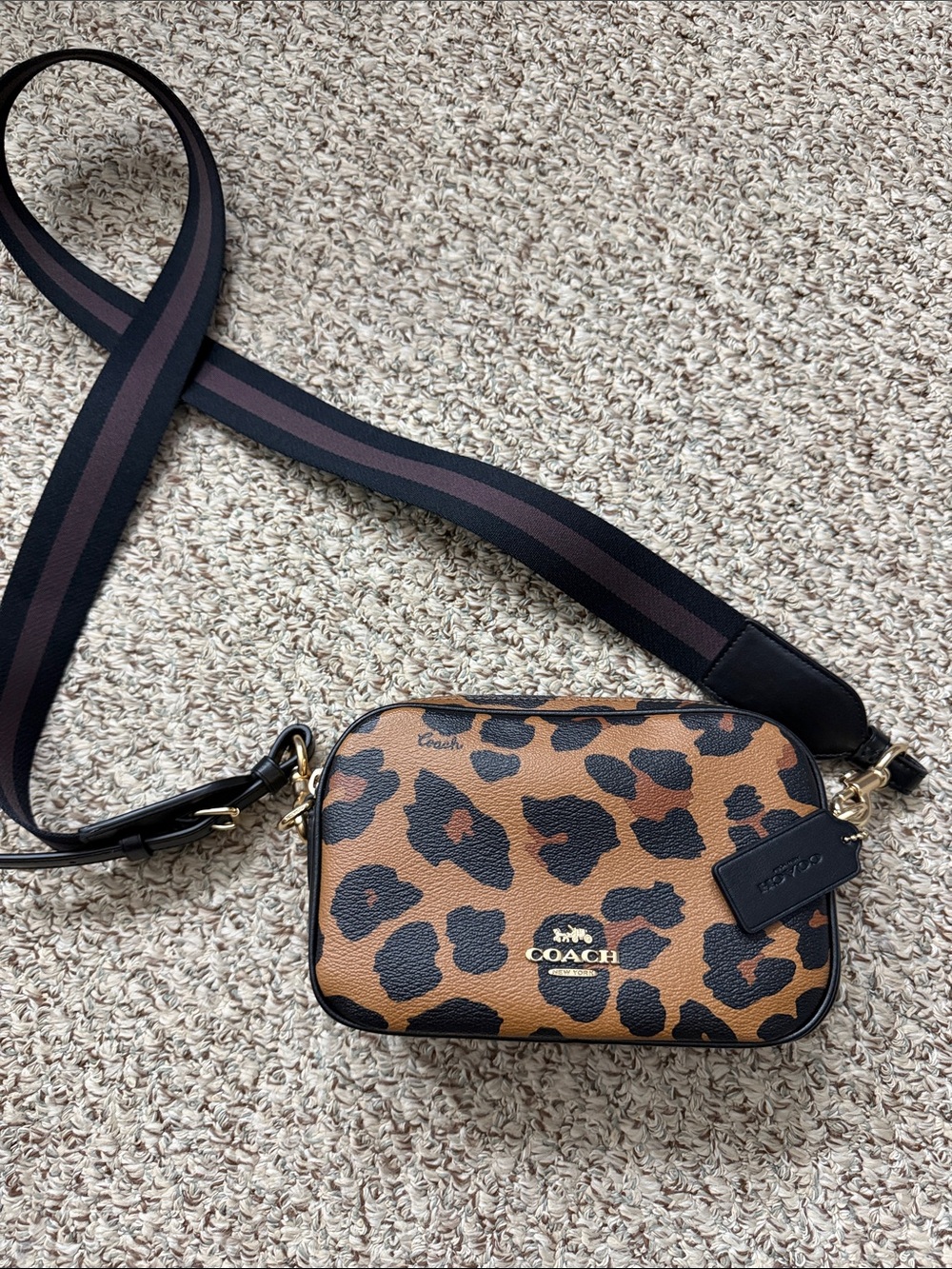 Coach Leopard-Print camera-Crossbody Bag in Brown and Black